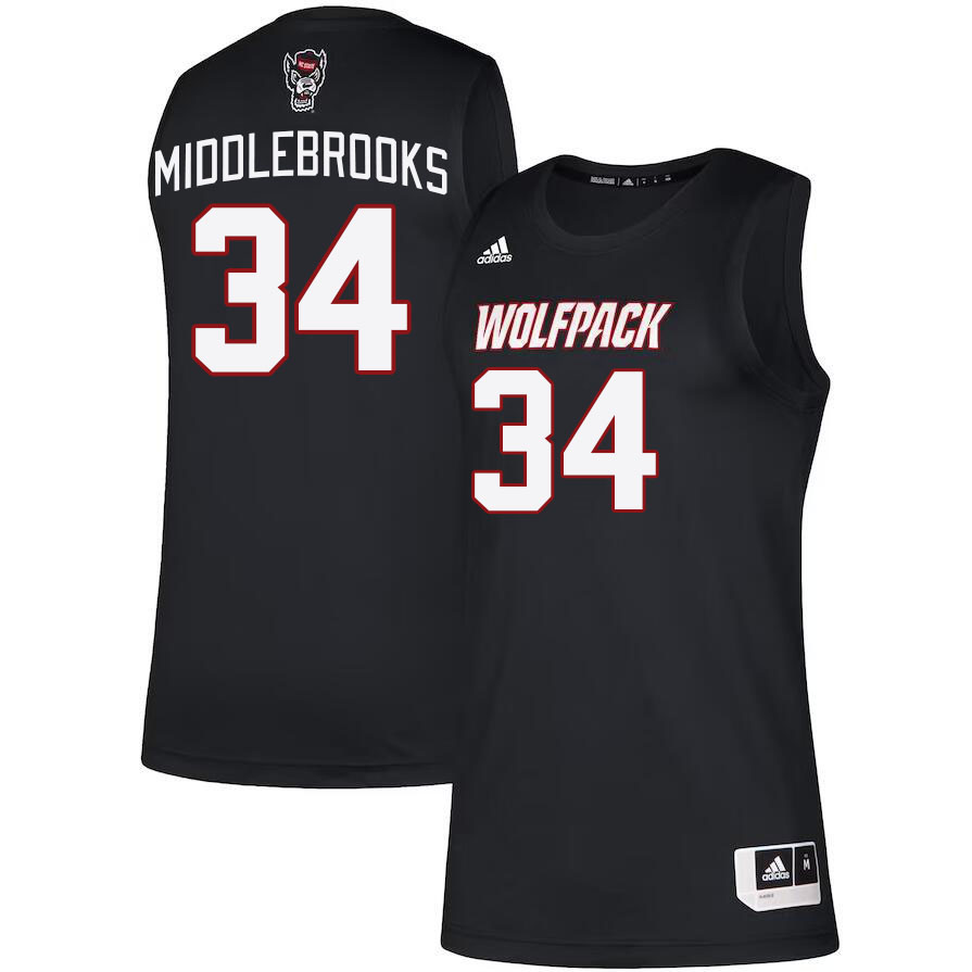 Men #34 Ben Middlebrooks NC State Wolfpack College Basketball Jerseys Stitched Sale-Black